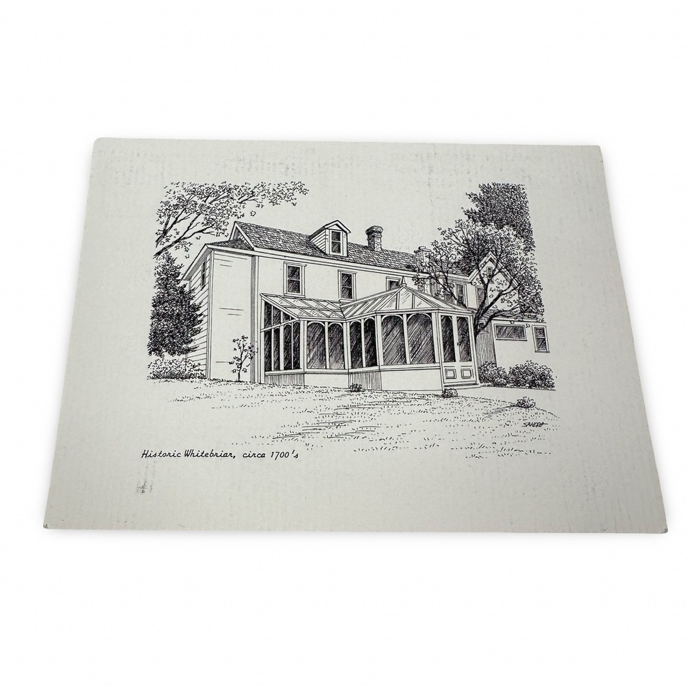 Historic Whitebriar Edgewater Park NJ Unused Postcard Sando Ink Illustration